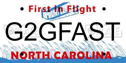 G2GFAST North Carolina License Plate