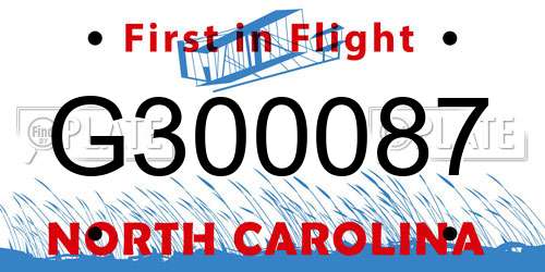 G300087 North Carolina License Plate