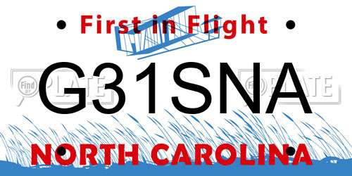 G31SNA North Carolina License Plate