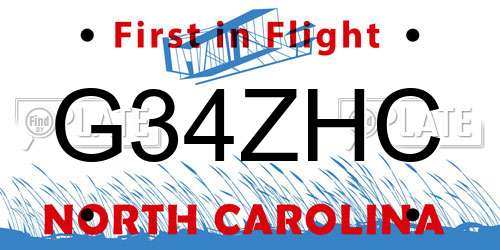 G34ZHC North Carolina License Plate