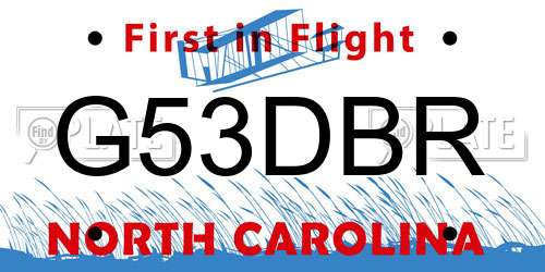G53DBR North Carolina License Plate