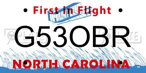 G53OBR North Carolina License Plate