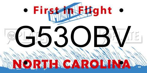G53OBV North Carolina License Plate