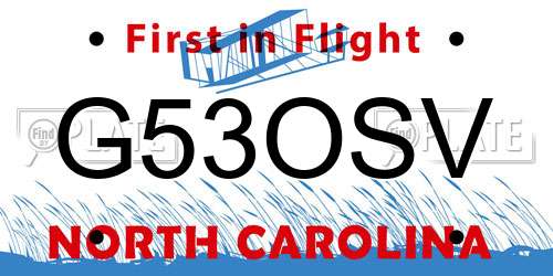 G53OSV North Carolina License Plate