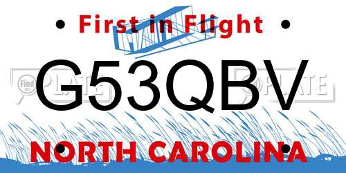 G53QBV North Carolina License Plate