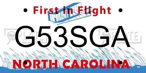 G53SGA North Carolina License Plate