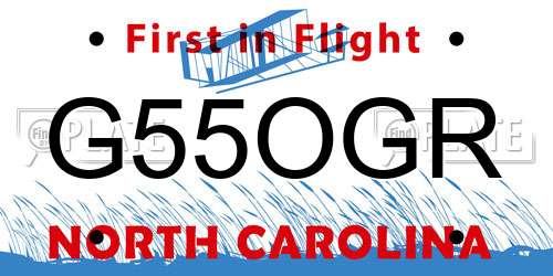 G55OGR North Carolina License Plate