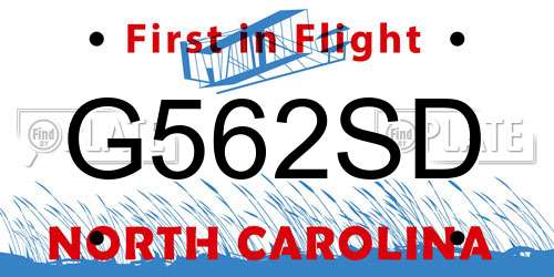 G562SD North Carolina License Plate