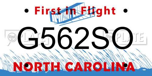G562SO North Carolina License Plate