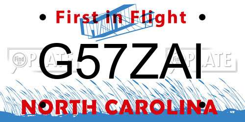 G57ZAI North Carolina License Plate