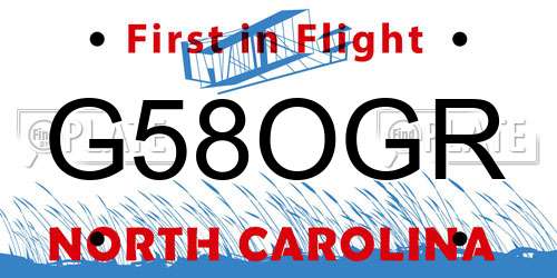G58OGR North Carolina License Plate