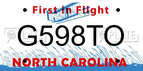 G598TO North Carolina License Plate