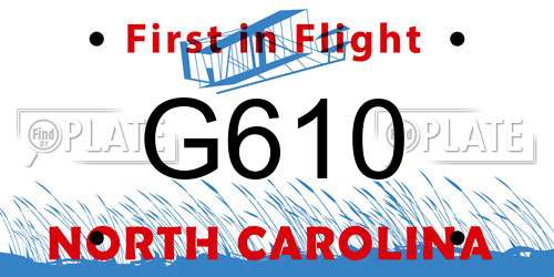 G610 North Carolina License Plate