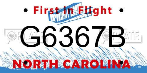 G6367B North Carolina License Plate