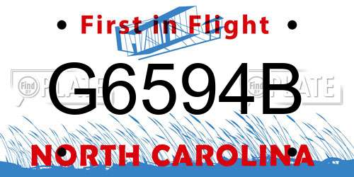 G6594B North Carolina License Plate