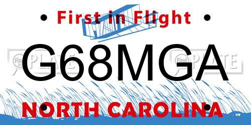 G68MGA North Carolina License Plate