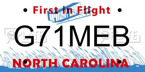 G71MEB North Carolina License Plate