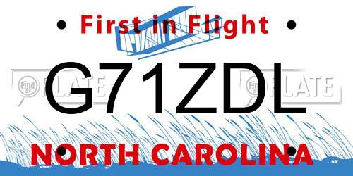 G71ZDL North Carolina License Plate