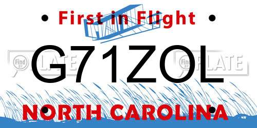 G71ZOL North Carolina License Plate
