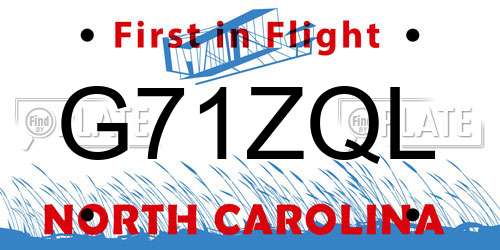 G71ZQL North Carolina License Plate