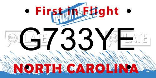 G733YE North Carolina License Plate