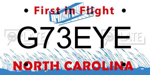 G73EYE North Carolina License Plate