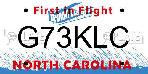 G73KLC North Carolina License Plate