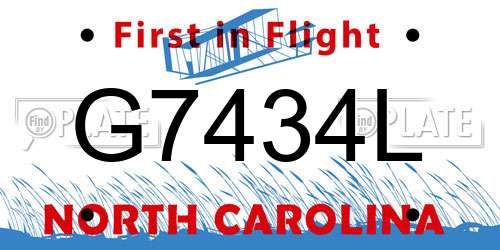 G7434L North Carolina License Plate