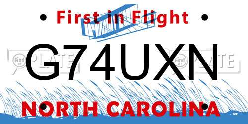 G74UXN North Carolina License Plate