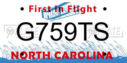 G759TS North Carolina License Plate