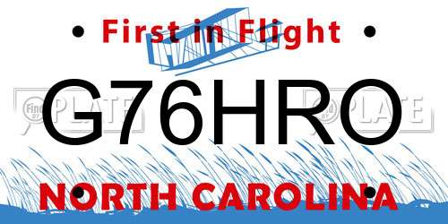 G76HRO North Carolina License Plate