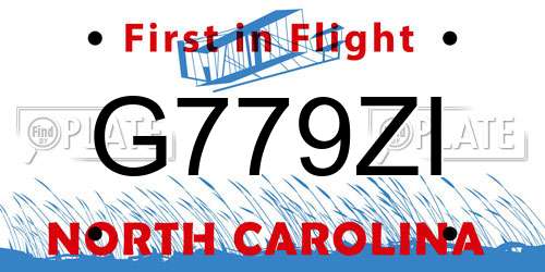 G779ZI North Carolina License Plate