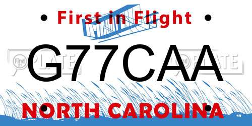 G77CAA North Carolina License Plate