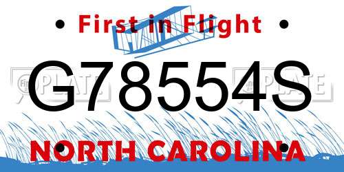 G78554S North Carolina License Plate