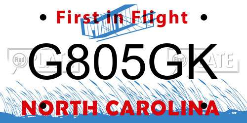 G805GK North Carolina License Plate