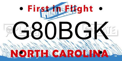 G80BGK North Carolina License Plate
