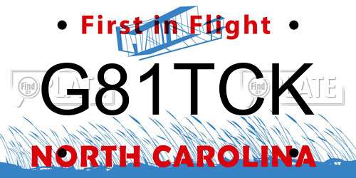 G81TCK North Carolina License Plate
