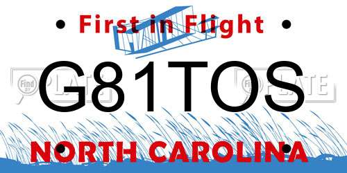 G81TOS North Carolina License Plate