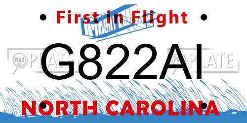 G822AI North Carolina License Plate
