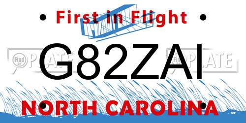 G82ZAI North Carolina License Plate