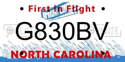 G830BV North Carolina License Plate
