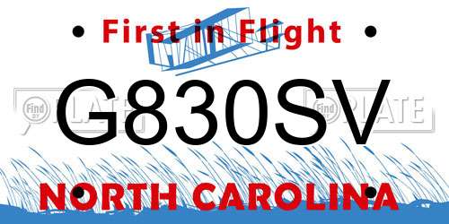 G830SV North Carolina License Plate