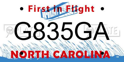 G835GA North Carolina License Plate