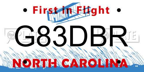 G83DBR North Carolina License Plate