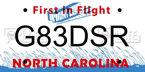 G83DSR North Carolina License Plate