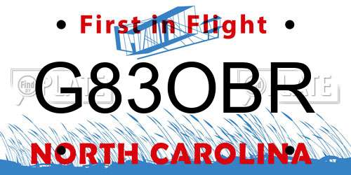 G83OBR North Carolina License Plate