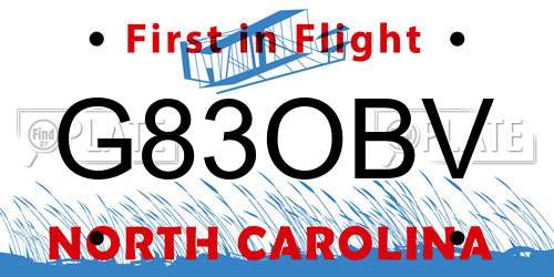 G83OBV North Carolina License Plate