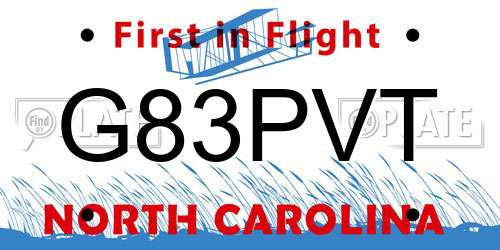 G83PVT North Carolina License Plate