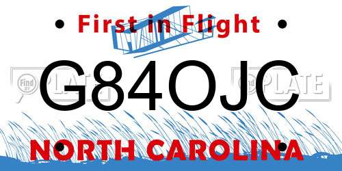 G84OJC North Carolina License Plate