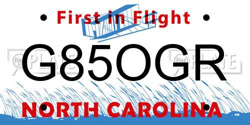 G85OGR North Carolina License Plate